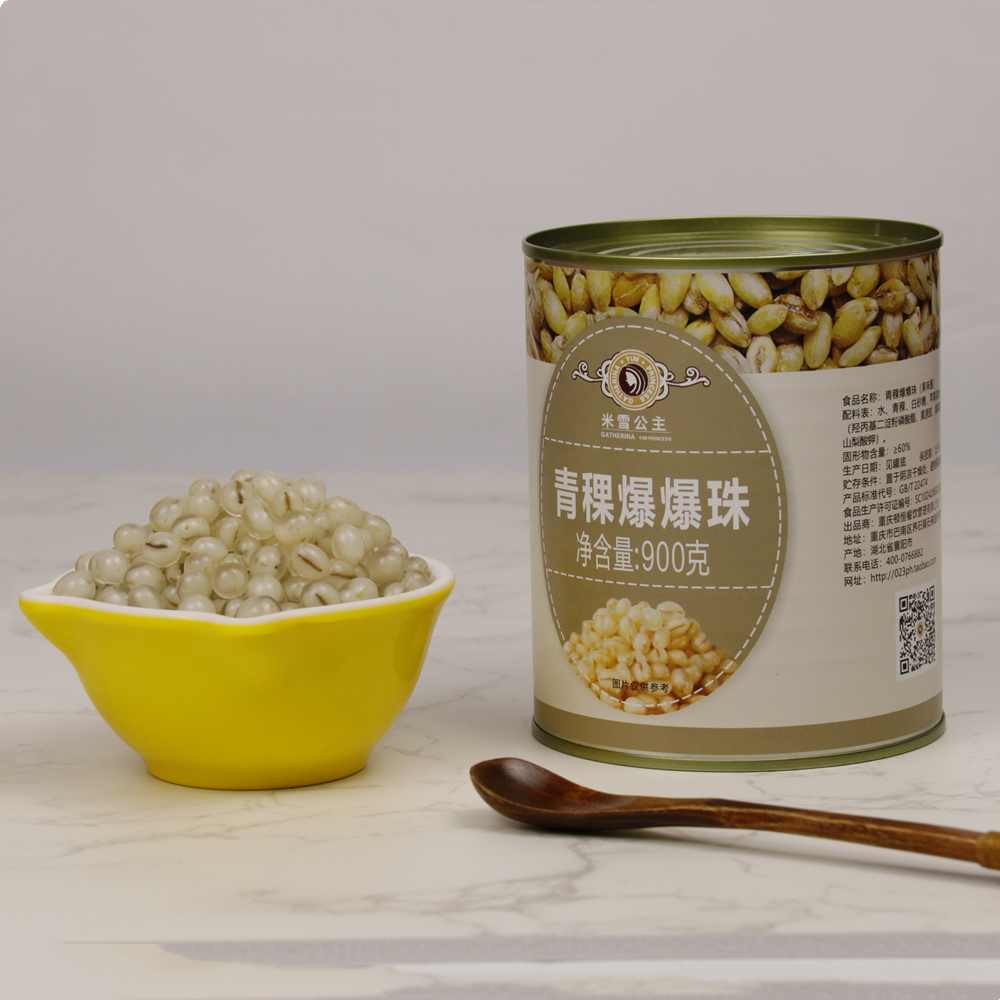 Mixue Enllaunats Highland Barley Popping Boba 900g Venda calenta instantània a l'engròs per a postres de te de bombolles