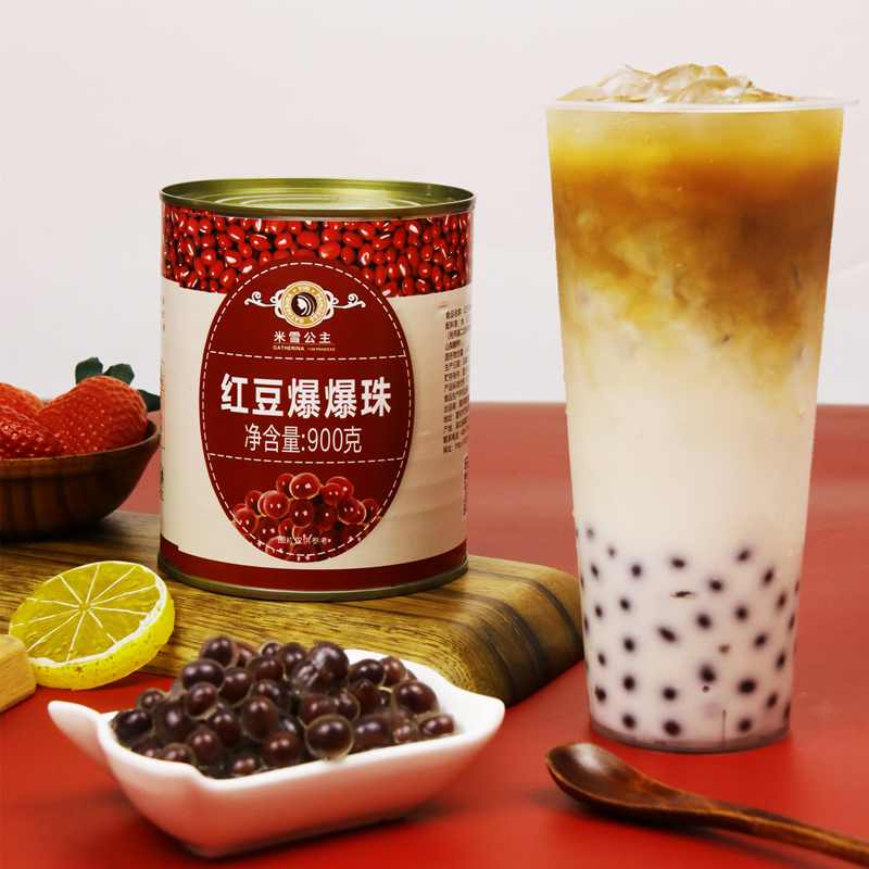 Консерви Mixue Red Bean Popping Boba 900 г Гарячий продаж оптом Green Food Superior Миттєве застосування