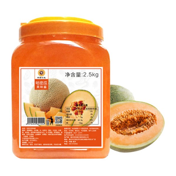 Mixue Hami melon Jama fêkiyê Cantaloupe 2,5kg OEM Sauce Puree ji bo pijandinê dessertê li malê