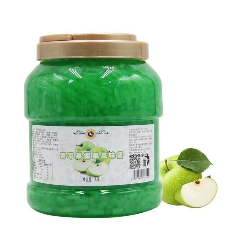 Nata de coco keverék sűrített zöldalma ízű kókuszos hús zselé gyümölcsszósz lekvár buborékos tea turmix díszítéshez