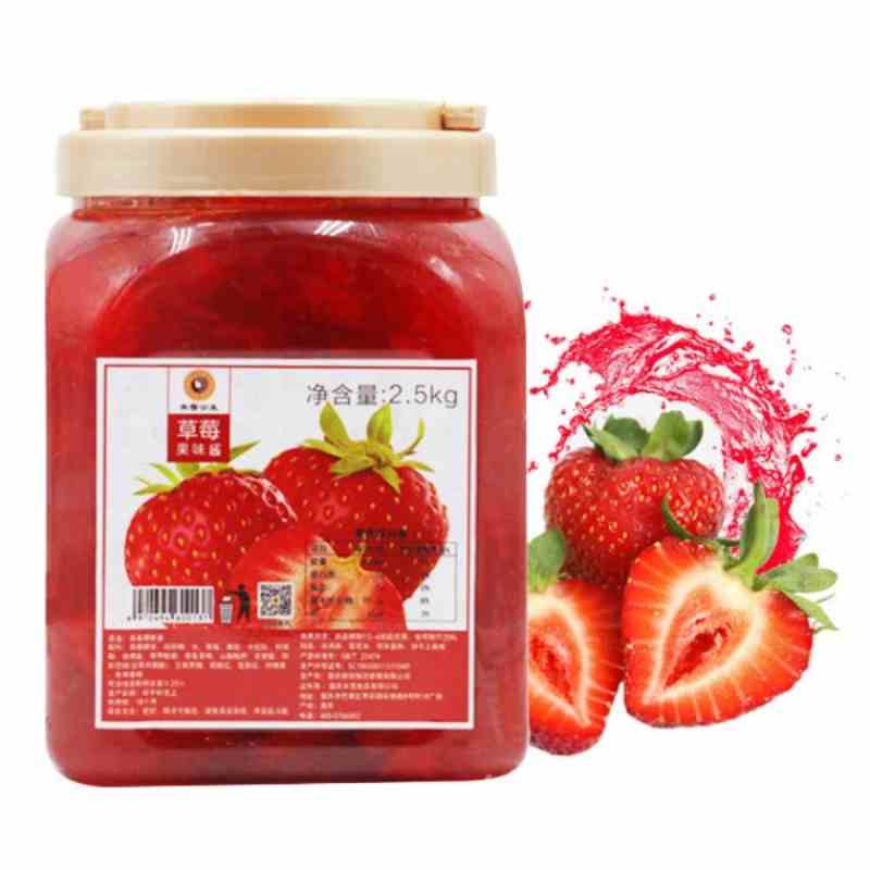 Mixue Fragofrukta marmelado 2.5kg OEM Pureo-Saŭco por bobellakto teo bakado deserto hejma kuirado