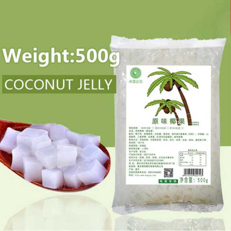 Nata De Coco Rasa Asli Coconut Jelly 0,5kg Saos Buah Bahan Jam pikeun Bubble Tea Minuman Lemes Milkshake