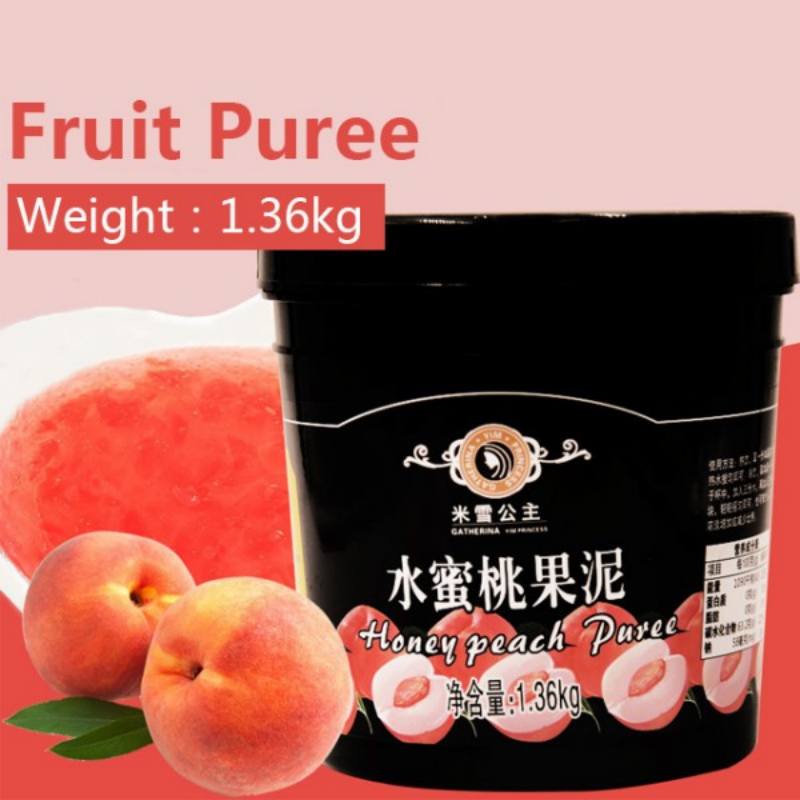 Perzik fruitpuree jam 1,36 kg Perzik saus foar iis Desser Bubble Tea Drink Desser Snack vulling (2)