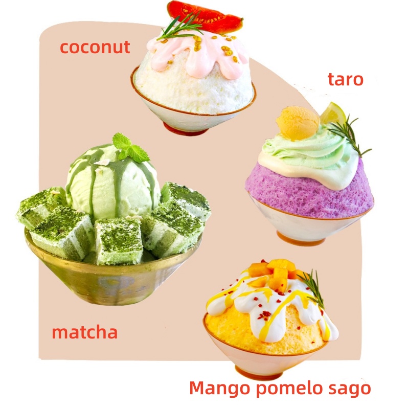 gûzê taro matcha mango pomelo sago berfê berfê berfê li ser toza qeşayê