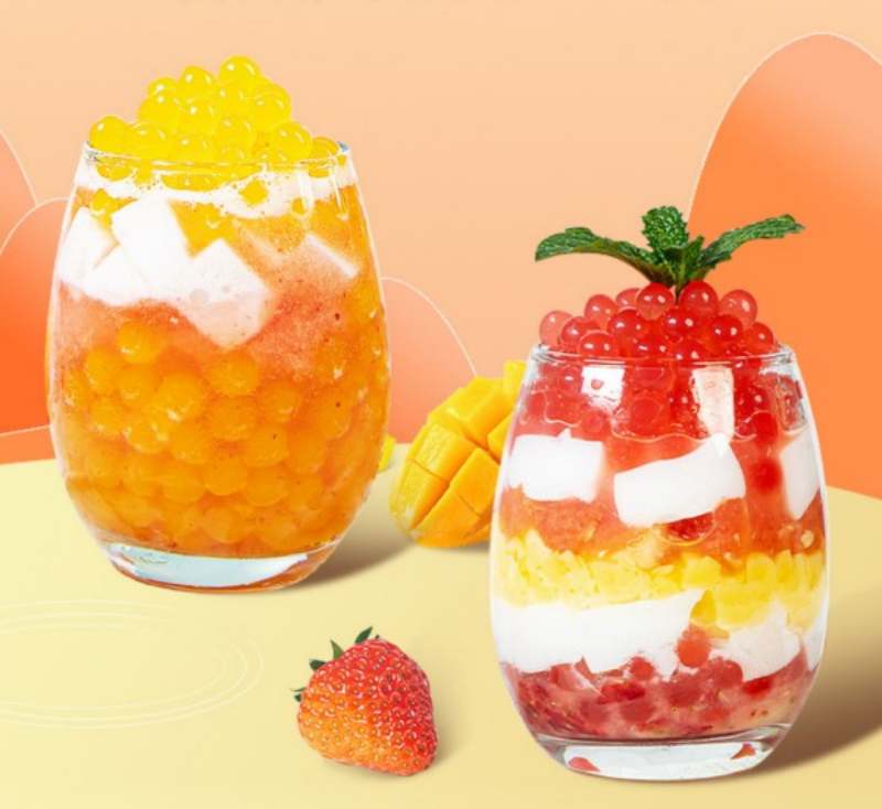 strawberry mango popping boba