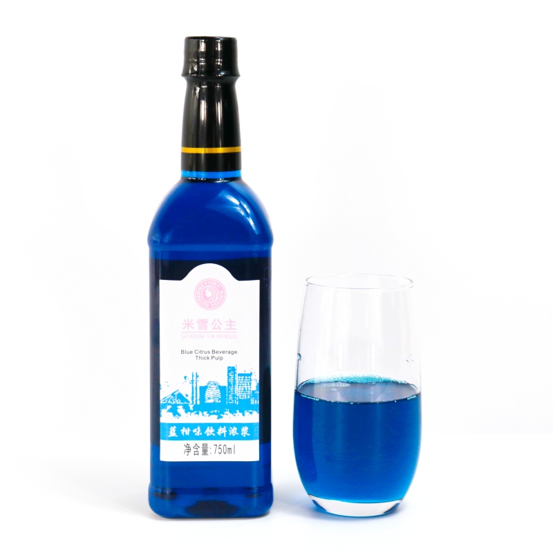 Mixue cocktail syrup thick pulp Blue citrus beverage thick pulp 750ml for drinks beverage